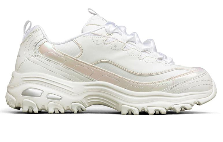 (WMNS) Skechers D'lites 1.0 Running Shoes White/Pink 149242-WHT