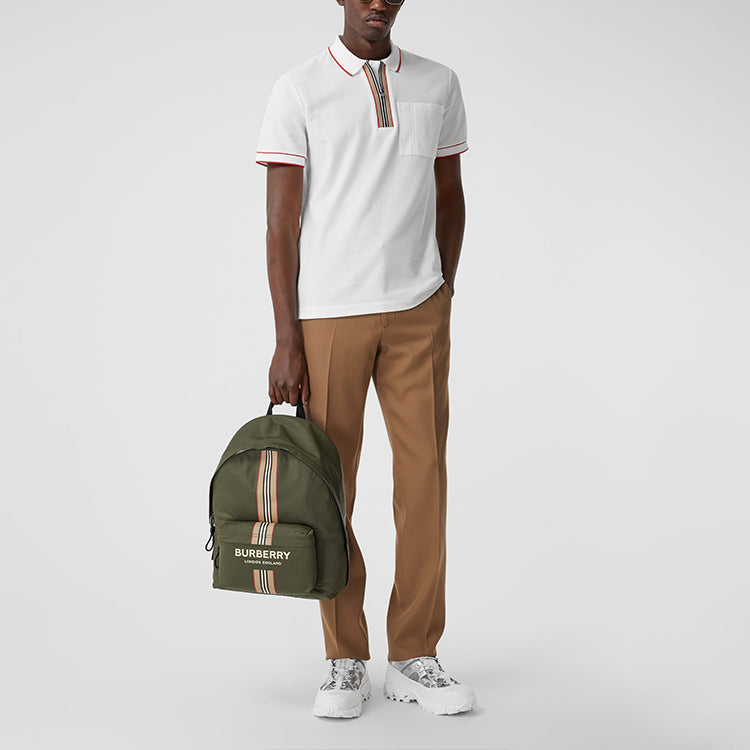 Men's Burberry Stripe Short Sleeve Polo Shirt White 80340751