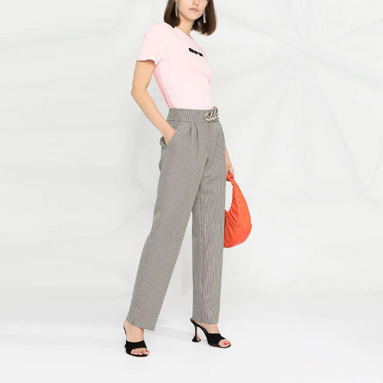 (WMNS) Off-White Logo Cotton Short Sleeve Slim Fit Version Pink OWAA049R21JER0073010