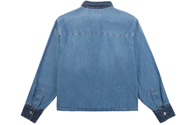Levis Series Lapel Loose Fit Denim Long Sleeves Denim Blue Shirt 38940-0007