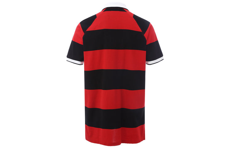 Men's Burberry SS21 Stripe Colorblock Short Sleeve Polo Shirt Red 80134751