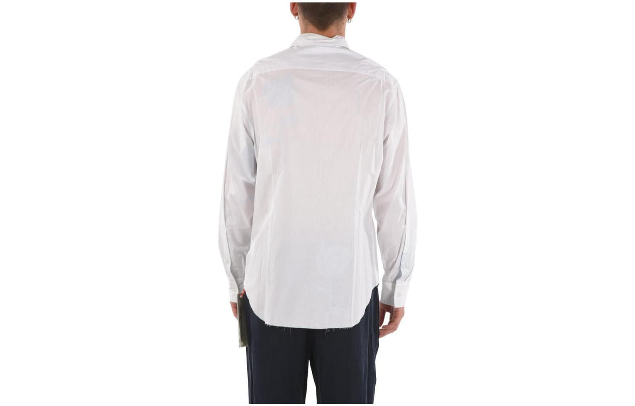 Men's Off-White Solid Color Logo Printing Long Sleeves Version White Shirt OMGA087F19F360260110