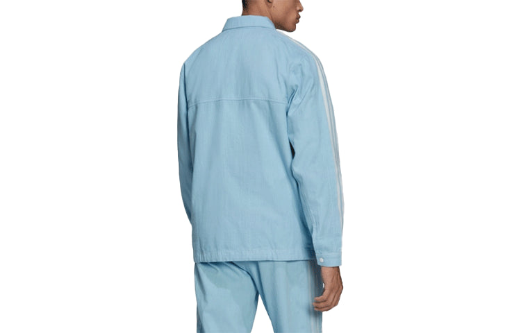 adidas originals Side Stripe lapel Sports Jacket Blue HC9497