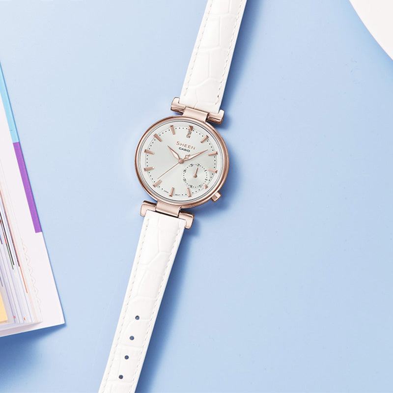 CASIO Waterproof SHEEN Quartz Sapphire Crystal Gold Analog SHE-3514CGL-7AUPR