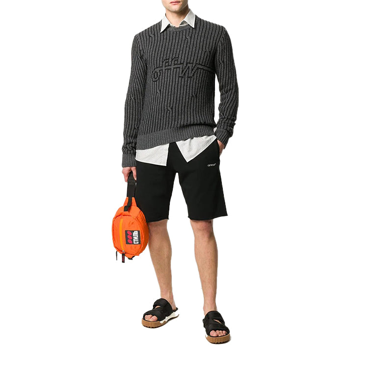 Men's Off-White Intarsia Knit Long Sleeves Gray OMHE043E20KNI0010700