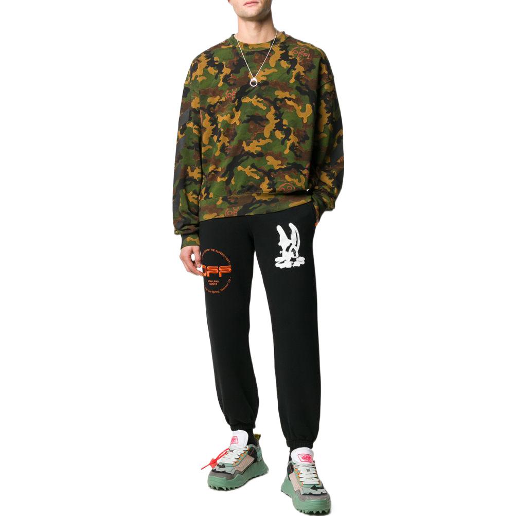 Men's Off-White SS22 Camouflage Printing Round Neck Pullover Version Green OMBA035R20E300169910