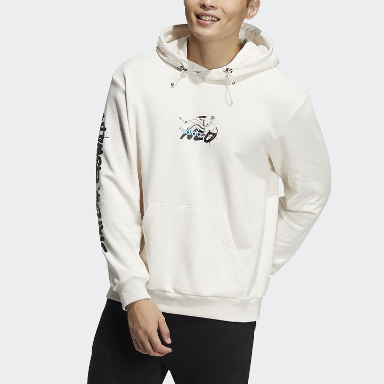 Men's adidas neo Radio W Hdy Cartoon Graffiti Printing Long Sleeves Beige HG9044
