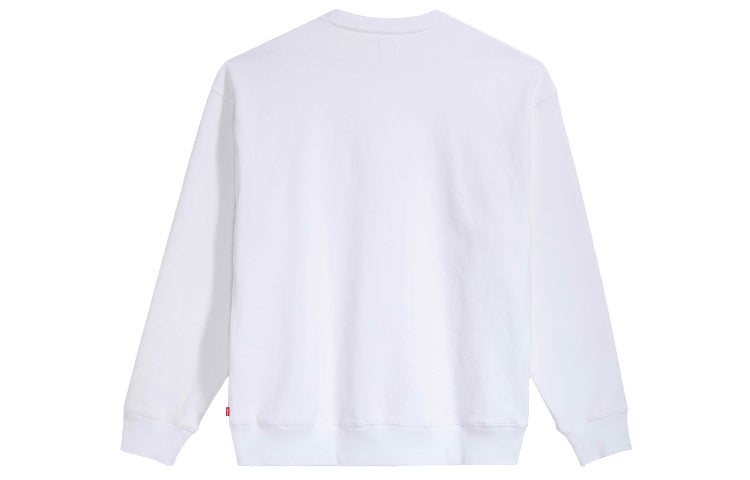 Men's Levis Alphabet Printing Logo Pattern Round Neck Long Sleeves White 38712-0008