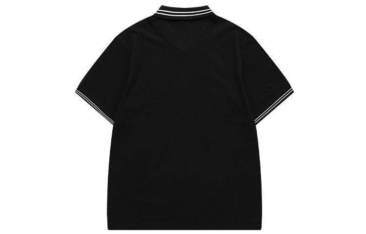 Men's FILA FUSION Business Casual Alphabet Printing Short Sleeve polo Dark Black Polo Shirt T11M121110F-BK