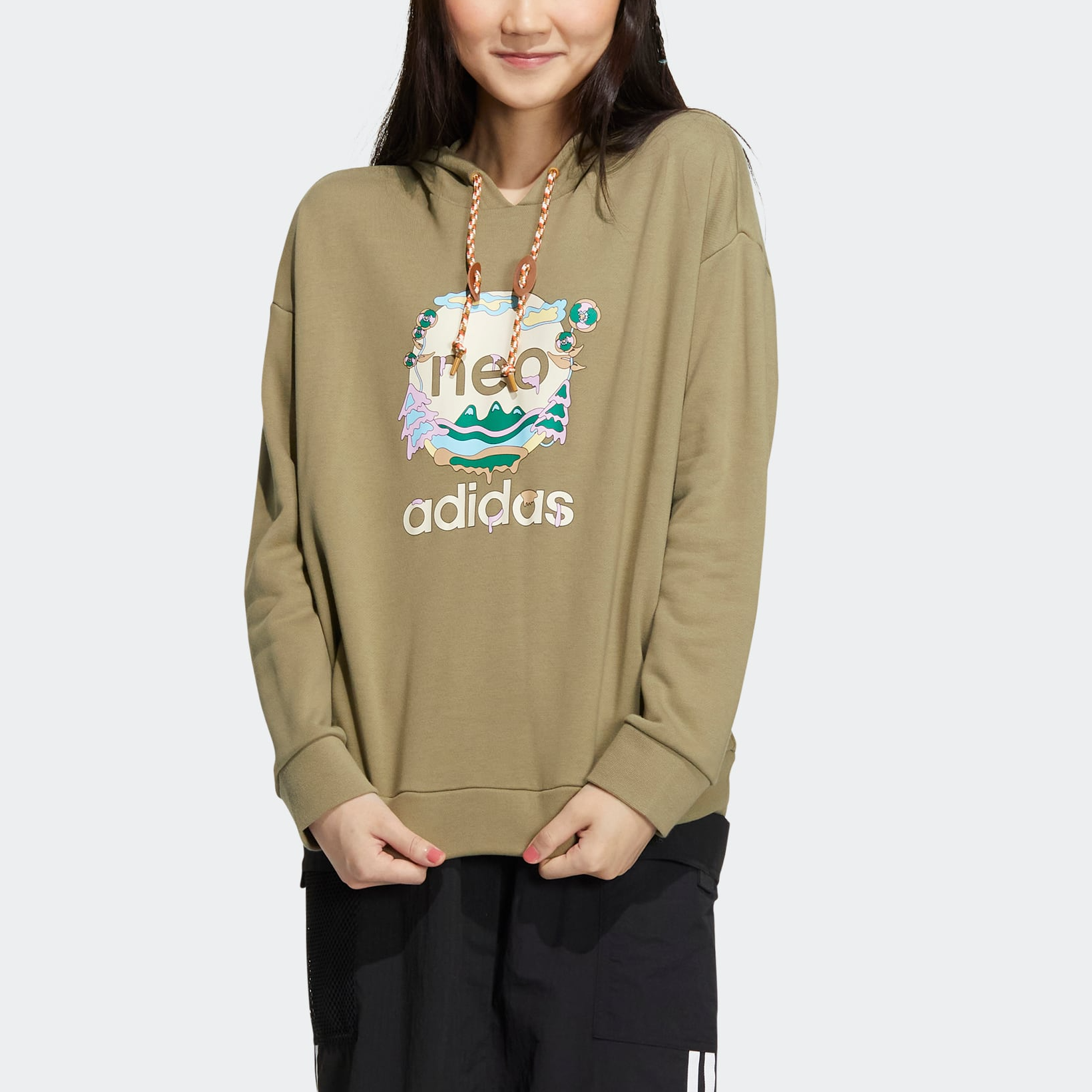 (WMNS) adidas Neo Util Hoodies 'Olive Green' HN2349