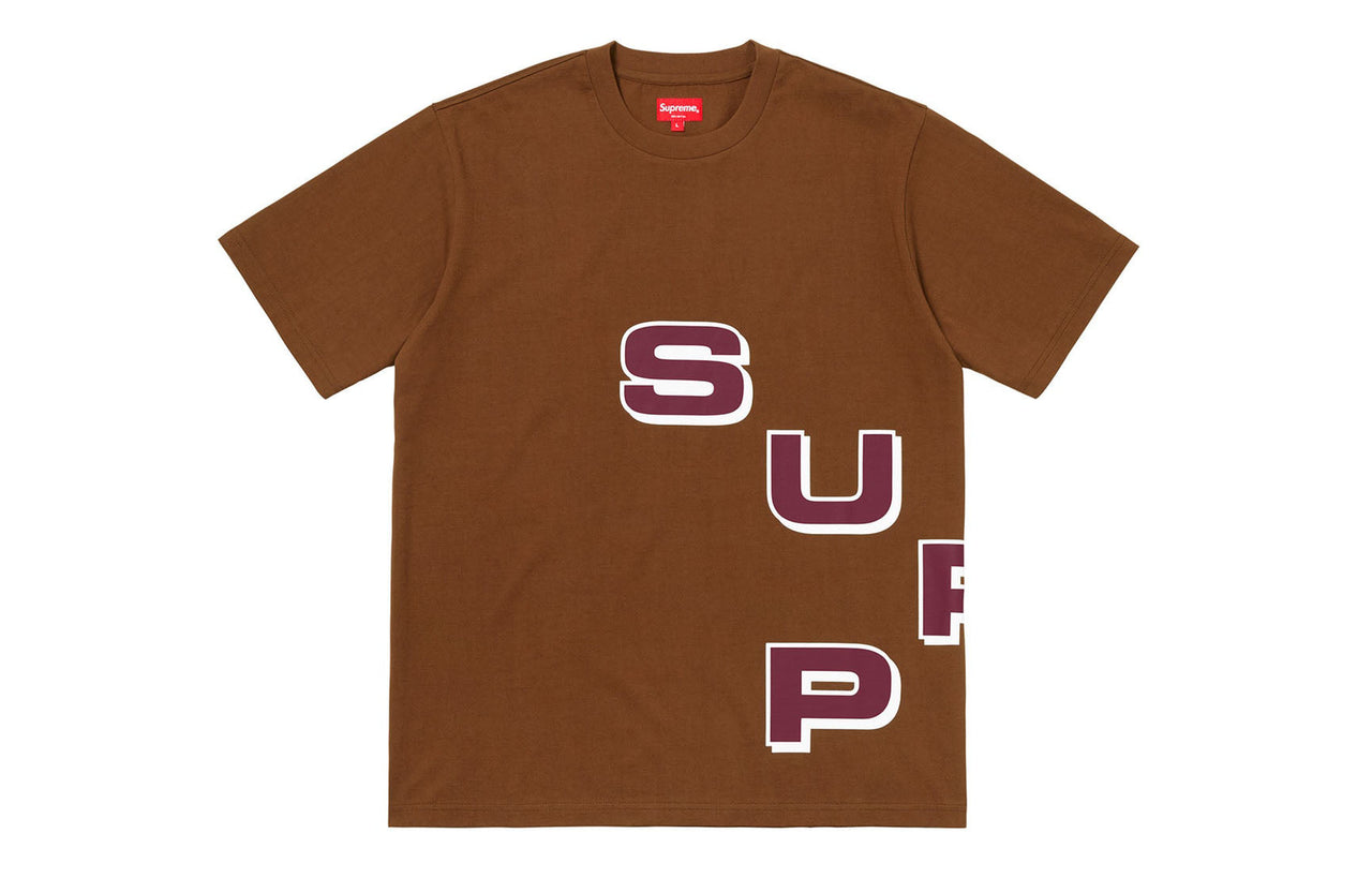Supreme FW18 Stagger Tee Brown Alphabet logo Short Sleeve SUP-FW18-276