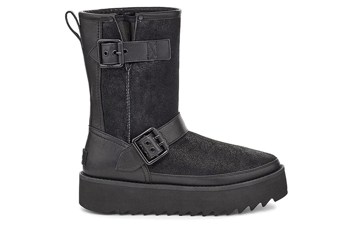 (WMNS) UGG Rebel Biker Snow Boots Black 1103852-BLK