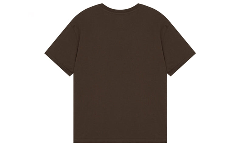 New Balance Logo Embroidered Knit Round Neck Short Sleeve Brown T-Shirt UT21503-RHE