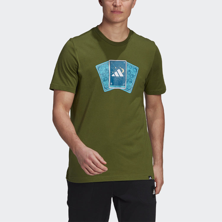adidas Tarot Bos M Printing Sports Round Neck Short Sleeve Green GN8180