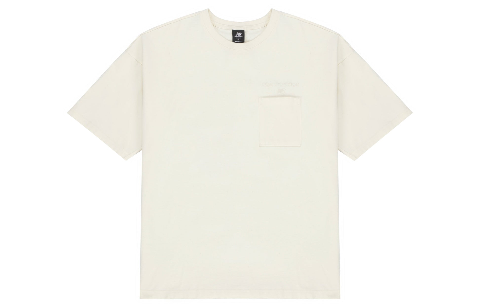 New Balance Logo Embroidered Pocket Knit Round Neck Short Sleeve Couple Style White AMT21549-IV
