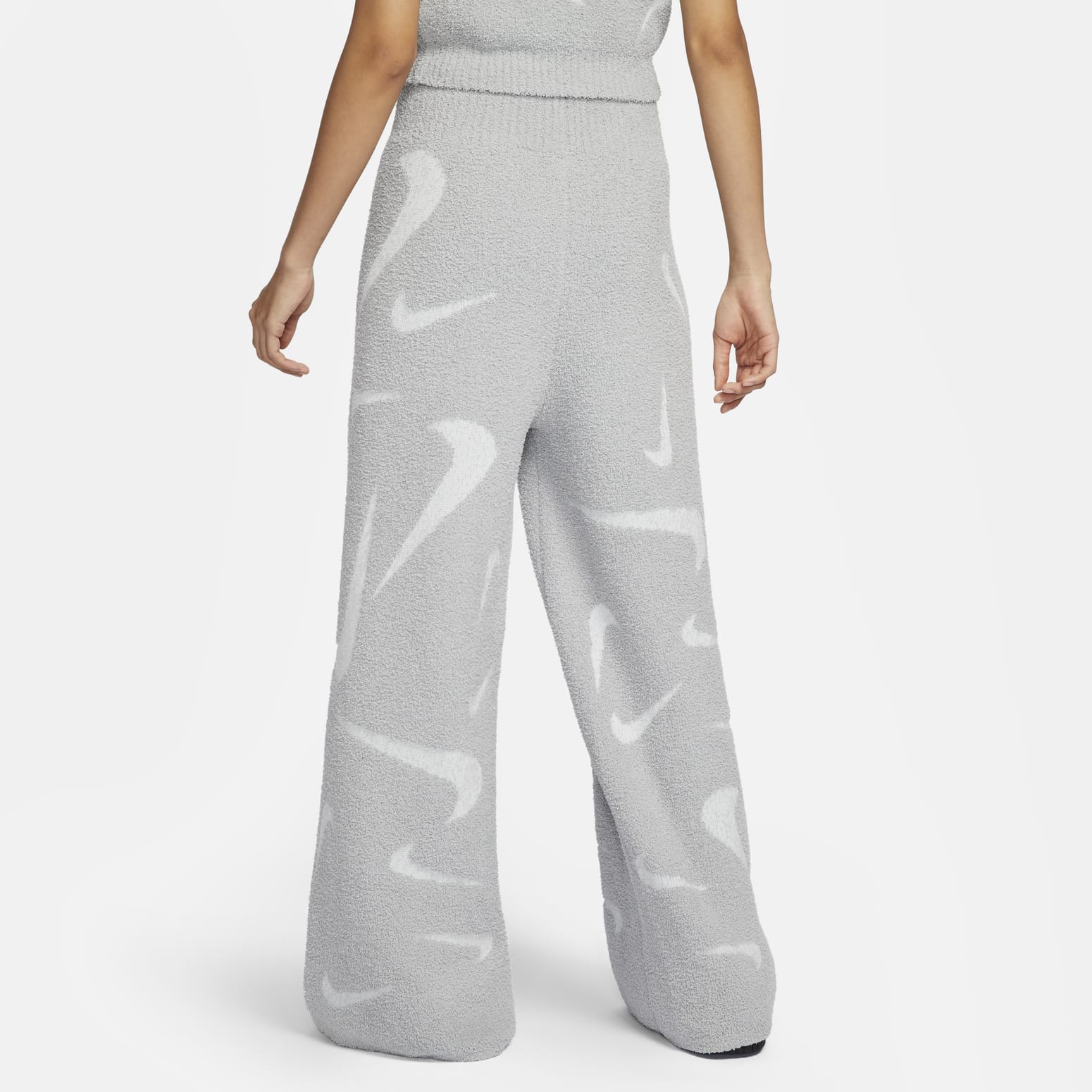 (WMNS) Nike High-Waisted Wide-Leg Knit Pants Asia Sizing 'Grey' FD4289-077