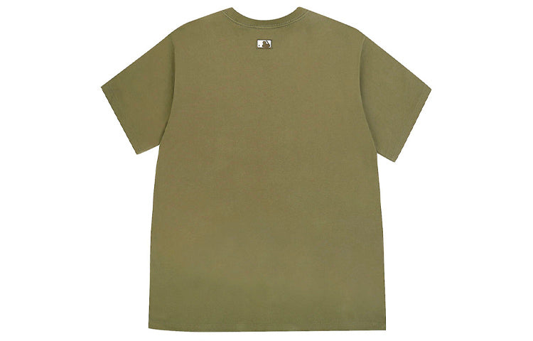 MLB New York Yankees Loose Small Label Embroidered Round Neck Short Sleeve Unisex Khaki 31TS11031-50K