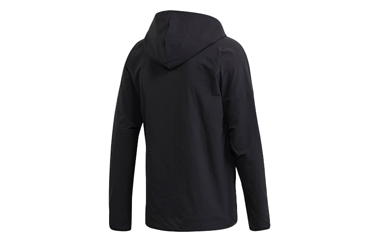 adidas Stripe Printing Sports Hooded Jacket Black FL3989