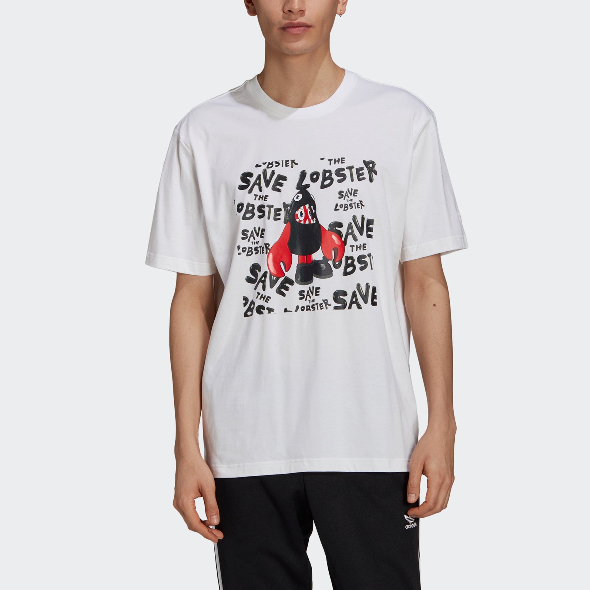adidas originals Artist Tee Ss Cartoon Dragon Printing Casual Sports Short Sleeve White HA4700