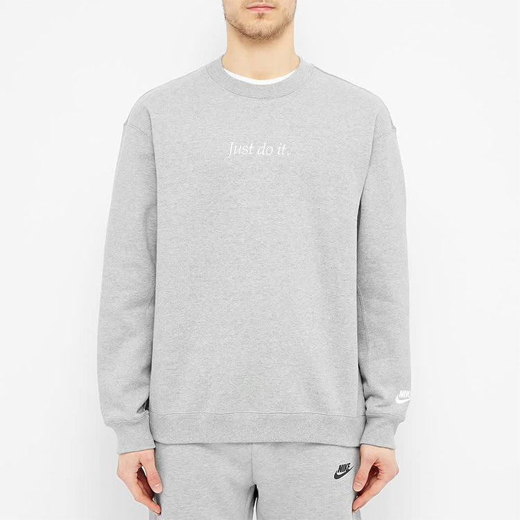 Nike Solid Color Logo Embroidered Round Neck Pullover light grey CD0414-063