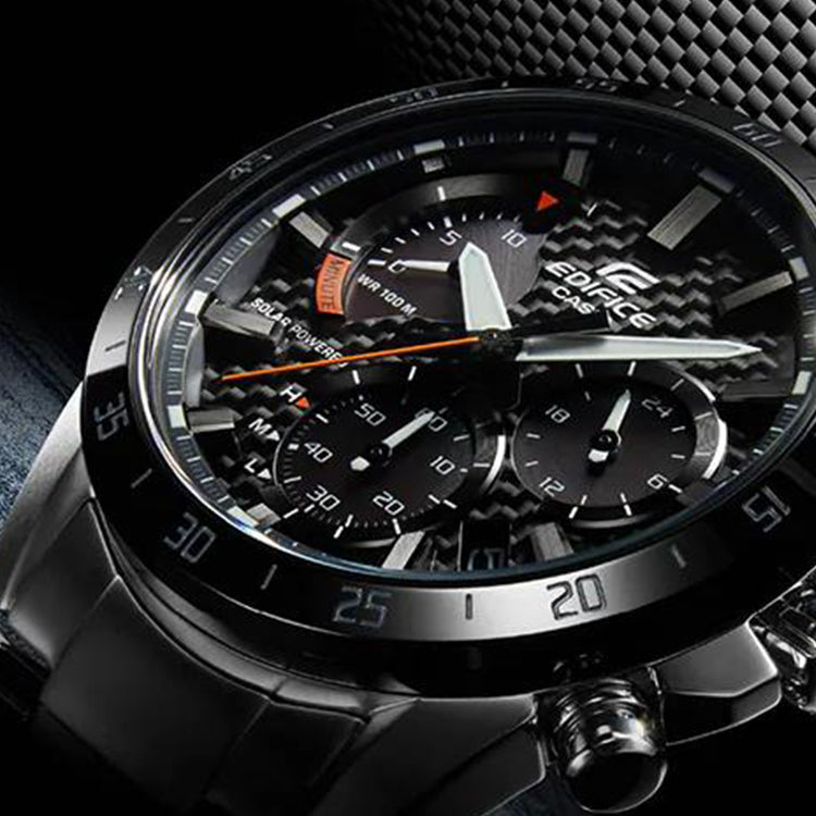CASIO Waterproof Shockproof EDIFICE Solar Powered Quartz Sports Sapphire Crystal Mens Black Analog EQS-930DB-1AV