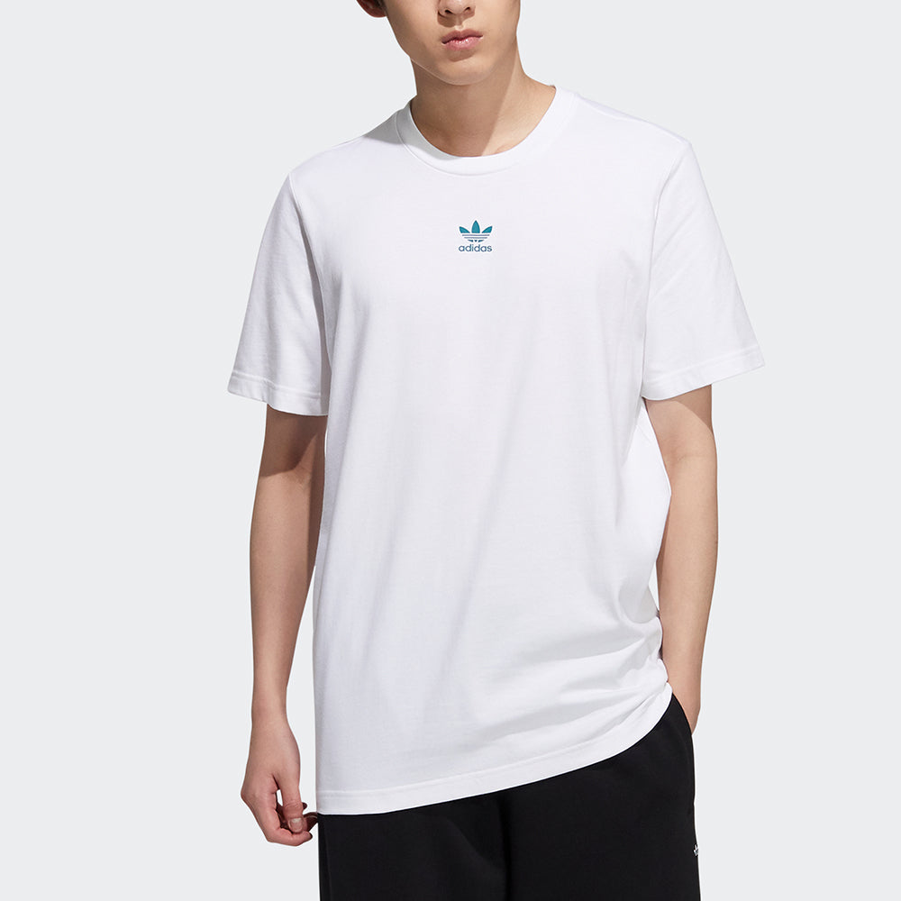 adidas originals Ts Ss Tee Logo Printing Sports Round Neck Short Sleeve White H46694