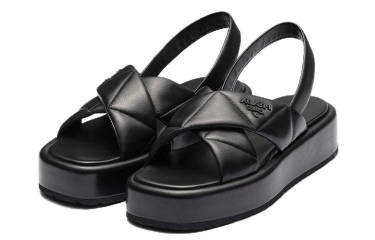 (WMNS) PRADA Quilted Leather Slingback Sandals 'Black' 1XZ749_038_F0002_F_035