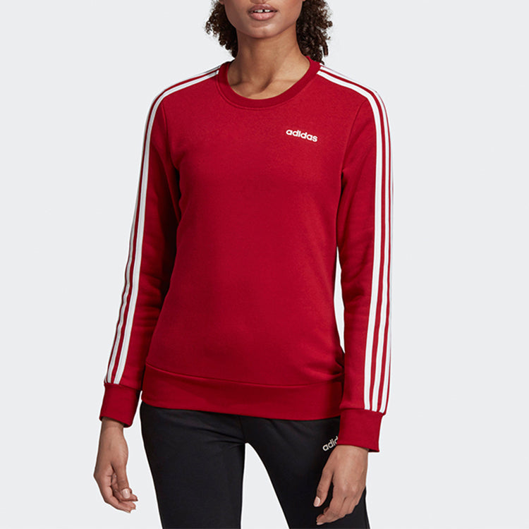 (WMNS) adidas Logo Printing Plus Fleece Round-neck Sweatshirt Red EK5591