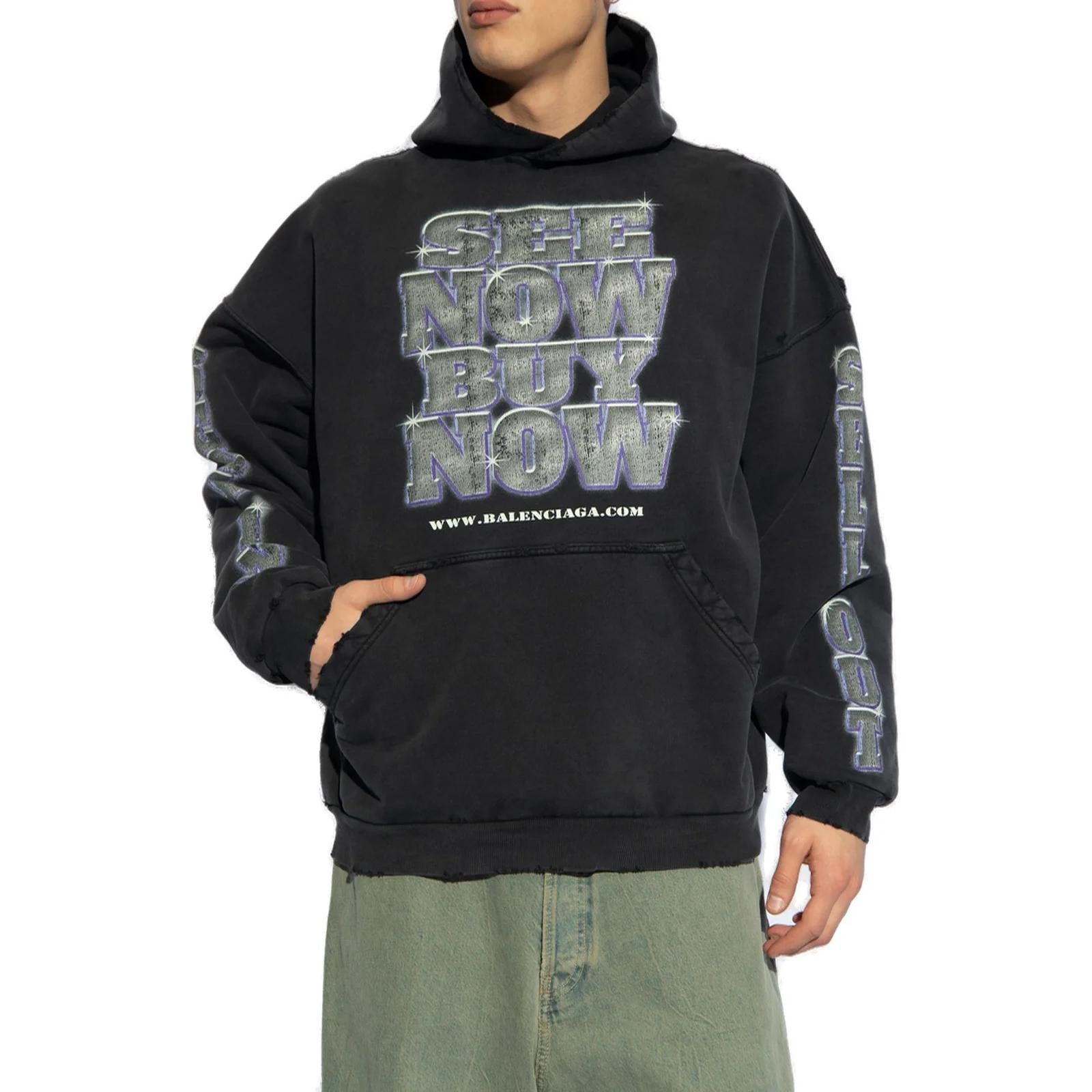 (WMNS) Balenciaga Snbn Hoodie 'Black' 739024TQVE71083