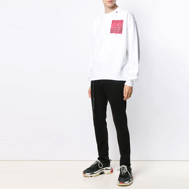 Off-White Diag Unf Inished Cotton Mens Loose Sweater OMBA035E19E300090128