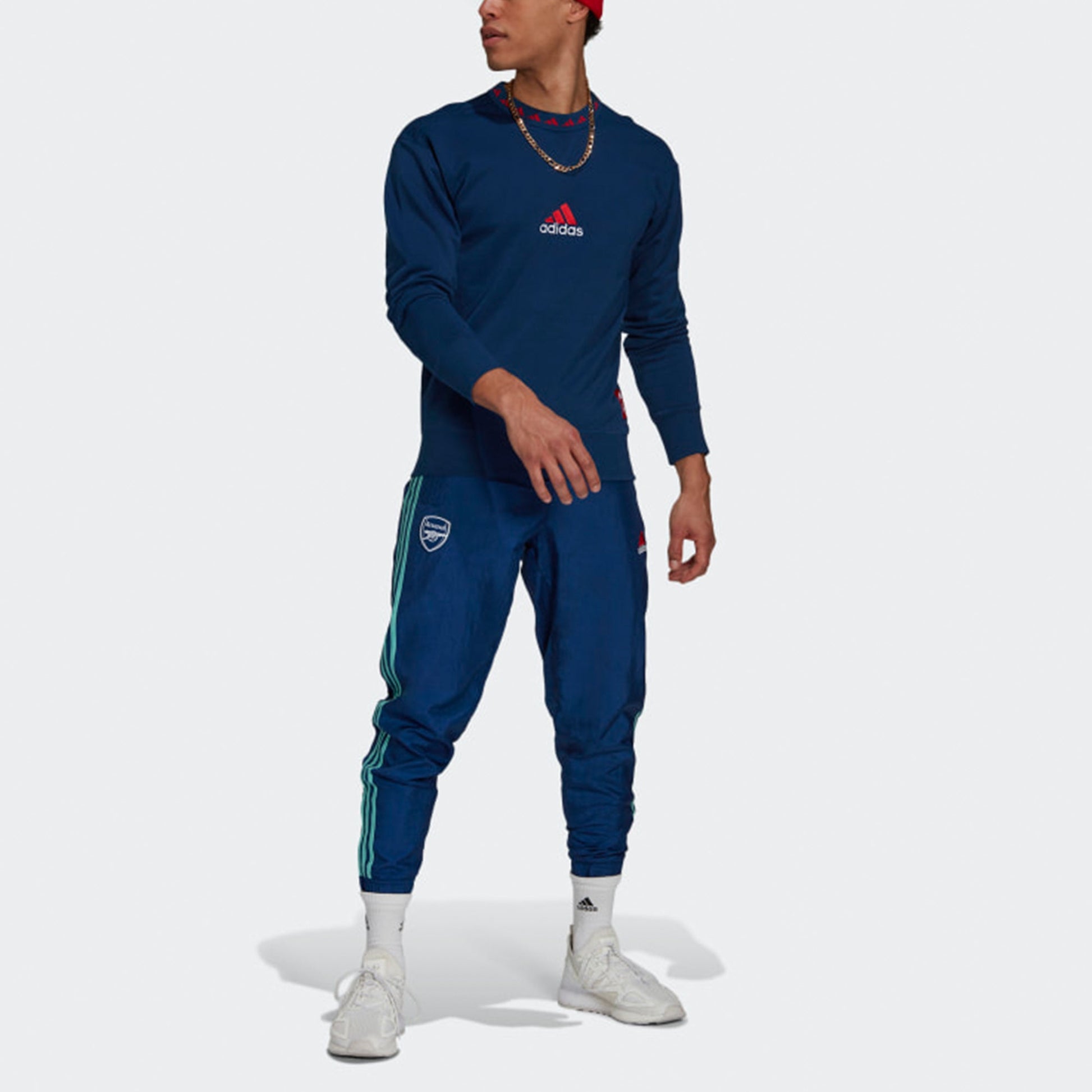 adidas Casual Breathable Soccer/Football Sports Round Neck Navy Blue GR4195