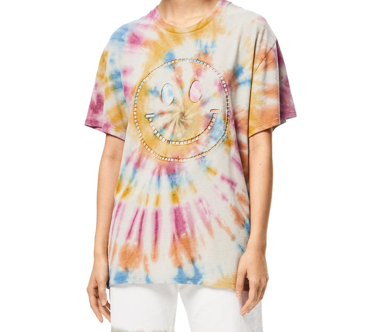 LOEWE Tie Dye Smiling Face Printing Short Sleeve Unisex Multicolor H616341X79-9990