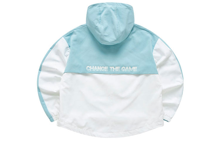 FILA FUSION Logo Printing Colorblock Woven Sports Hooded Jacket White T11W113705F-WT