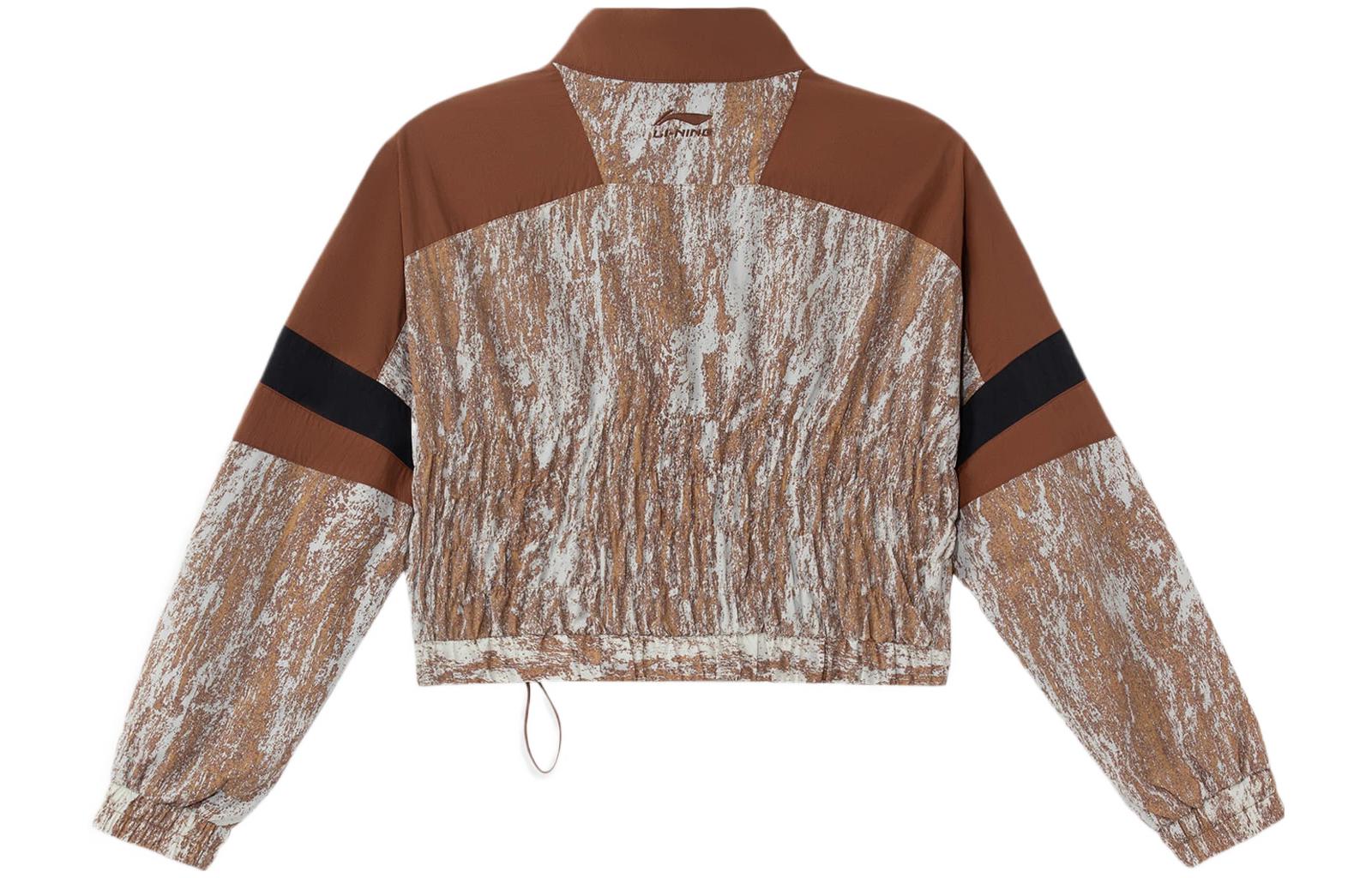 (WMNS) Li-Ning Spring And Summer Stylish Loose Splicing Short Sports Jacket 'Brown' AJDS104-2