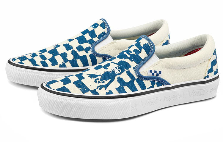 Vans Unisex Skate Slip-On Low-Top Sneakers Blue/White VN0A4BWDAPG