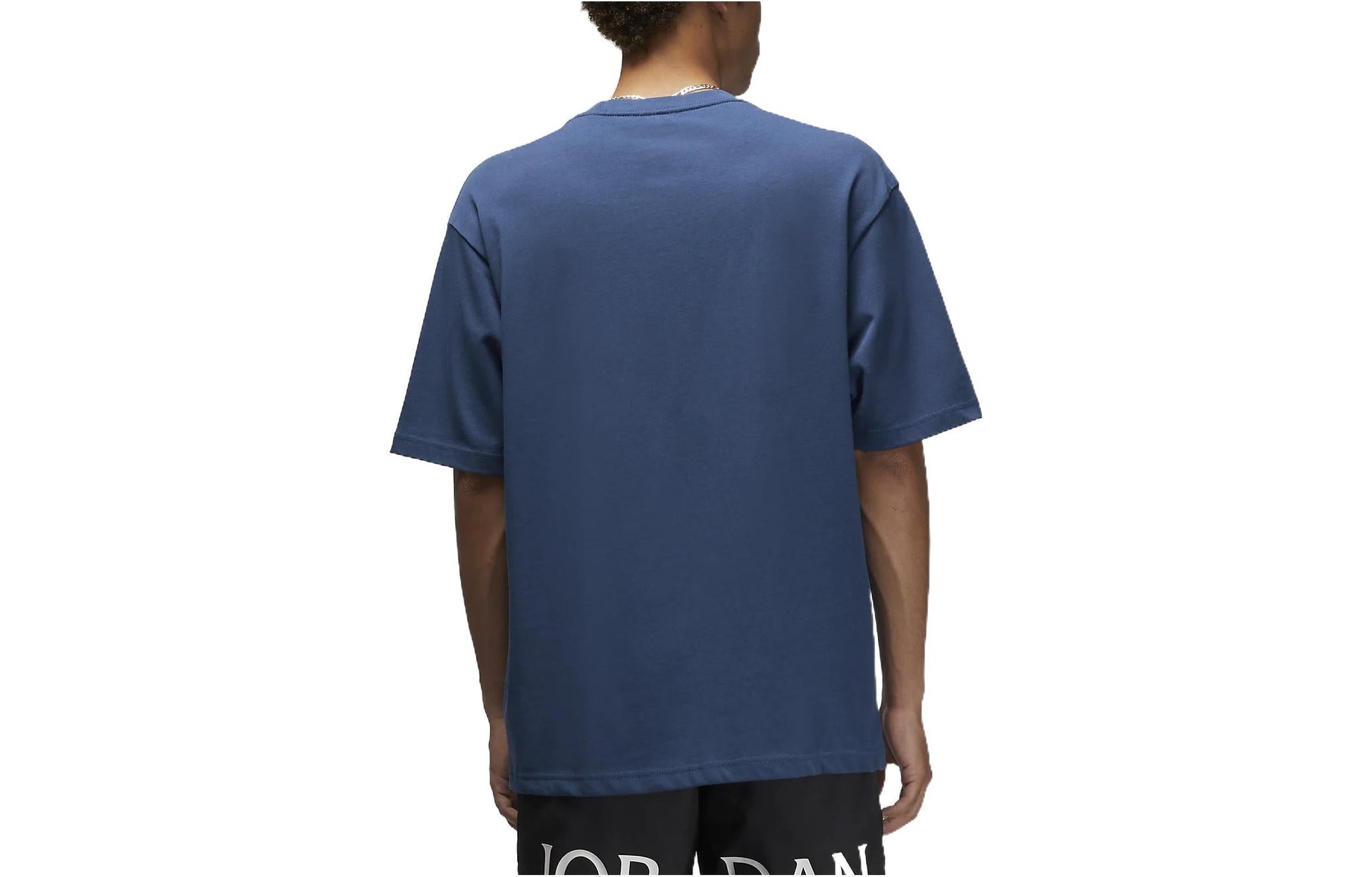 Men's Air Jordan Solid Color Alphabet Embroidered Round Neck Short Sleeve Blue T-Shirt DO6098-493