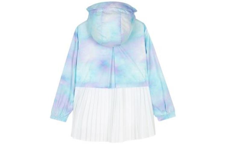 (GS) Skechers Gradient Patchwork Hooded Zipper Jacket 'White Blue' P223G027