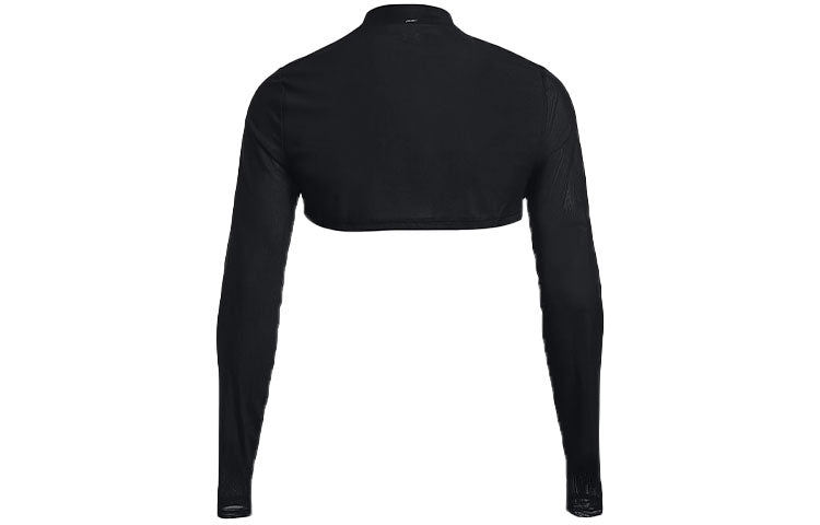 (WMNS) Under Armour Crop High Neck Long Sleeve Top Black 1365997-001
