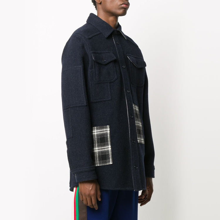Off-White Plaid Detail Shirt Jacket Black OMEA227E20FAB0024501