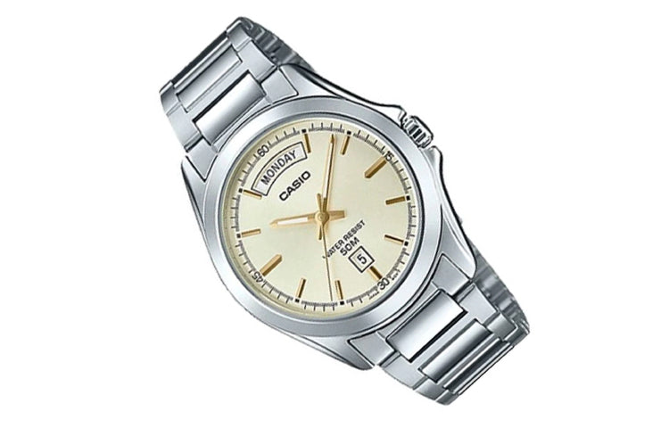 CASIO Stainless Steel Strap Waterproof Mens Silver Analog MTP-1370D-9AQ