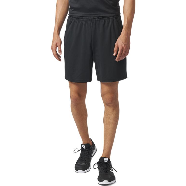adidas Solid Color Elastic Waistband Casual Shorts Black BR2565