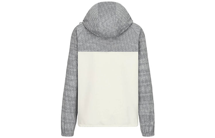 Men's DIOR FW21 Oblique Printing Hooded Jacket Gray 193J640A0631-C088
