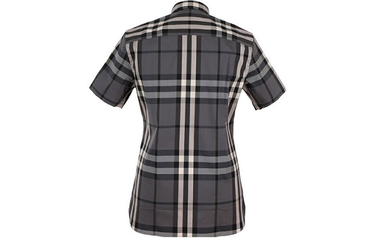 Men's Burberry Plaid Short Sleeve Shirt Gray 40039351