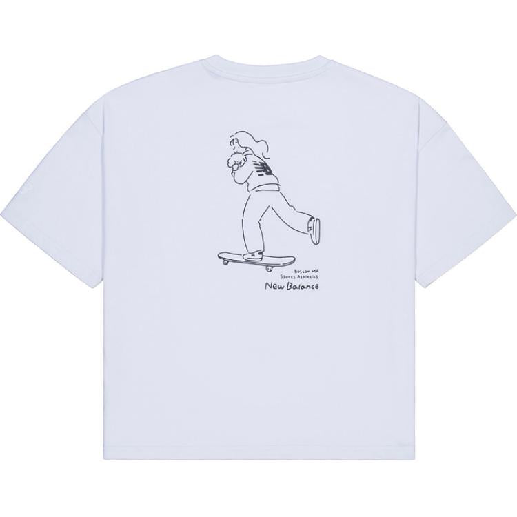 (WMNS) New Balance x Tombonia Skateboarding Graphic T-shirt Asia Sizing 'Light Blue' AWT42321-SL1