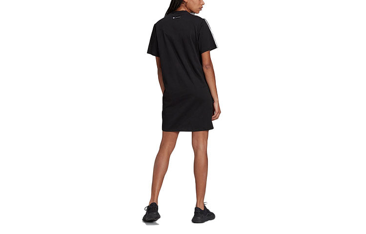 (WMNS) adidas originals Logo Printing Round-neck Short Sleeve Dress Black H20487