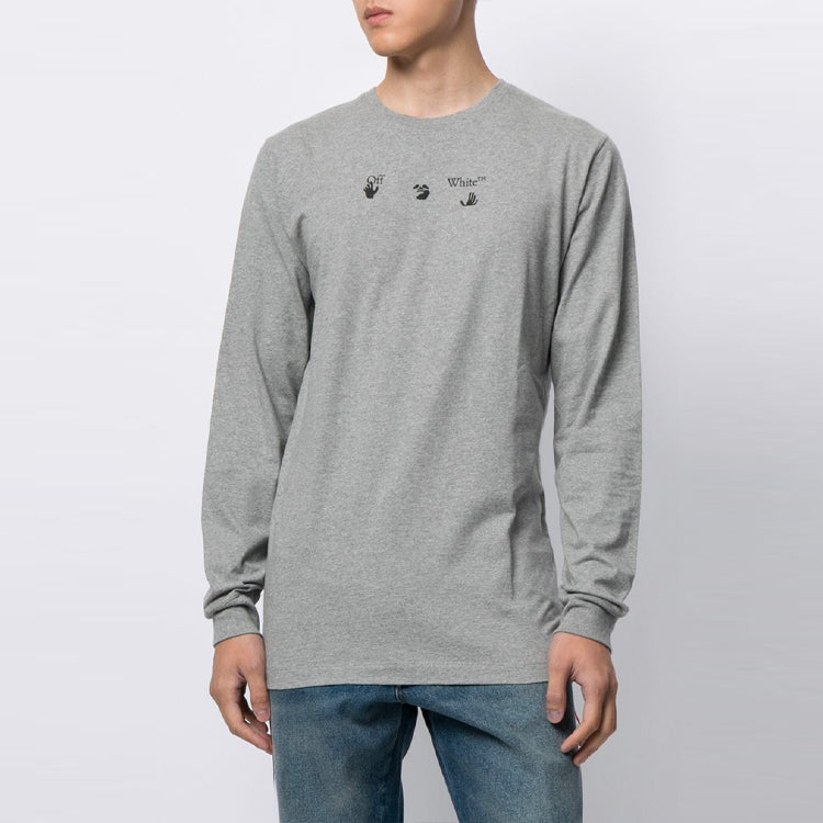 Off-White SS21 Arrowslogo Pattern Printing Round Neck Long Sleeves Ordinary Version Gray OMAB001S21JER0060845