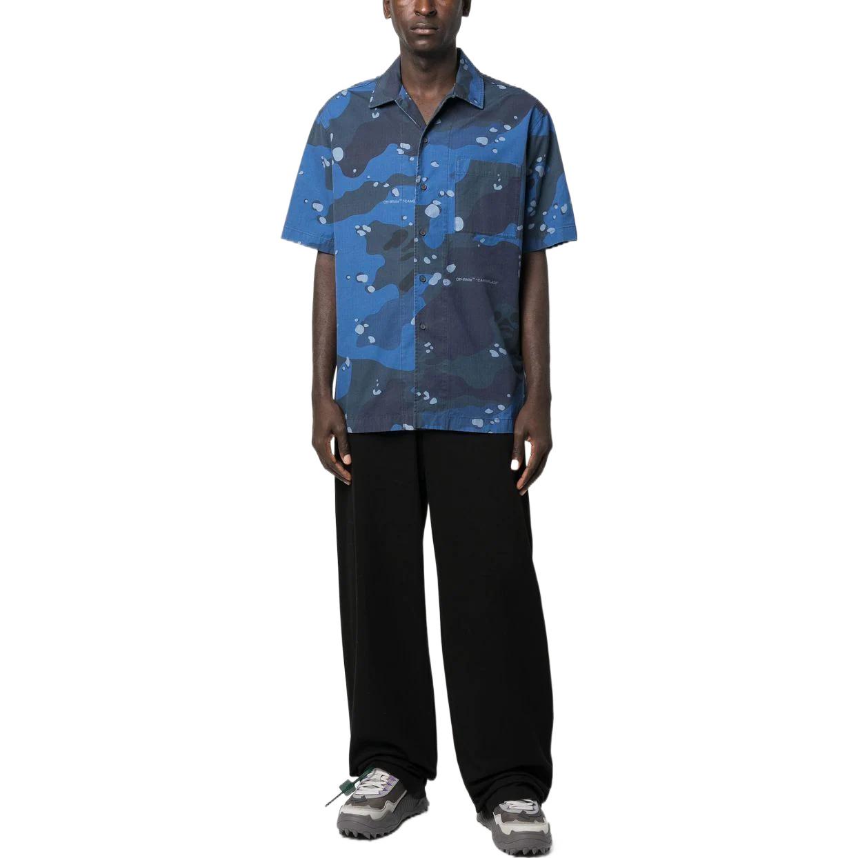 Off-White Camo Poplin Holiday Shirt 'Blue' OMGA245F22FAB0024500