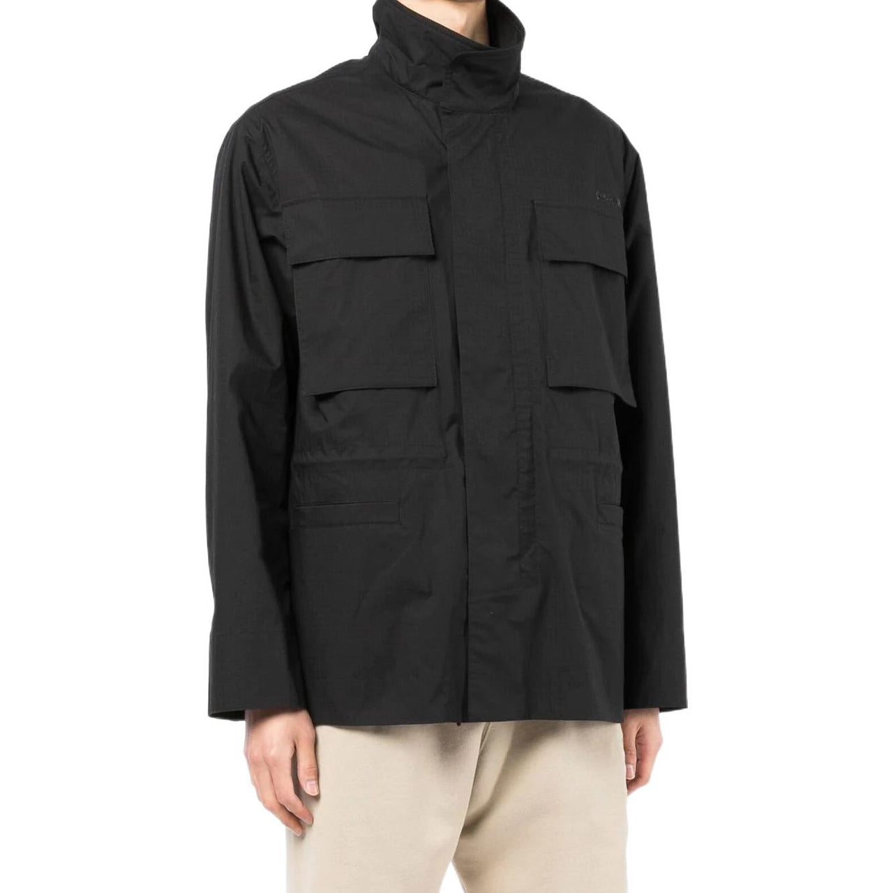 Men's Off-White FW22 Solid Color Pocket Zipper Back Printing Black Jacket OMEL021C99FAB00110101010
