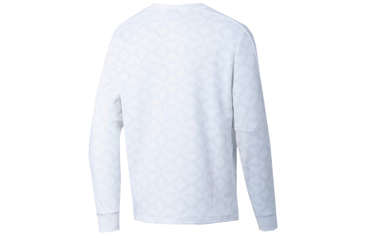 PUMA Casual Sports Full Print Logo Round Neck Fleece Lined Knit White 581796-02