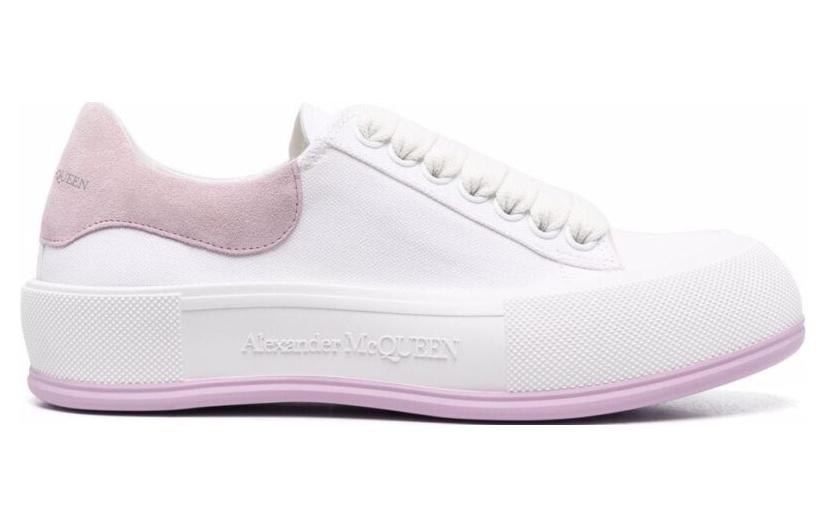 (WMNS) Alexander McQueen Deck Skate Plimsoll Lace Up 'White Lilac' 654593W4MV79490